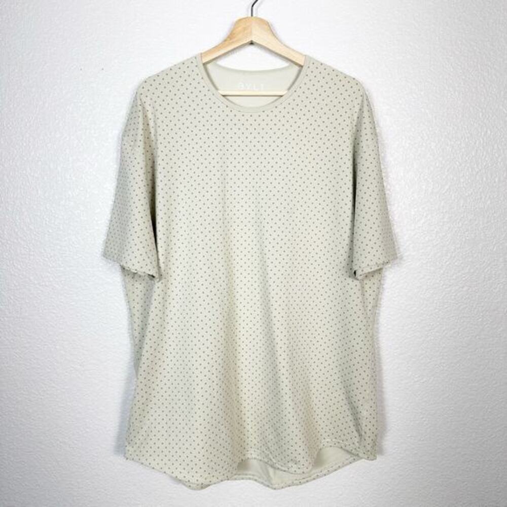 BYLT Lux Mens Drop Cut Short Sleeve Crew Neck Tee in Cream‎ Dotted Size XXL